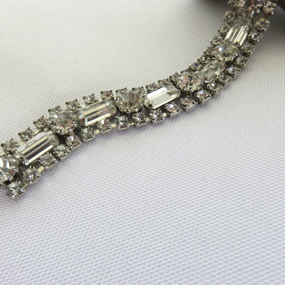 Rhinestone and Silvertone Bracelet 7"...................1224 - Picture 3 of 6
